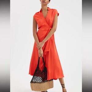 Anthropologie Maeve Open-Back Wrap Midi Dress Size Small